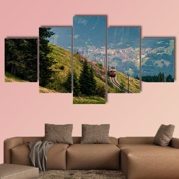 Mountain train from Grutschalp to Murren climbs in the Bernese wall art