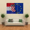 Crack Between European Union And Croatia Flags Multi Panel Canvas Wall Art