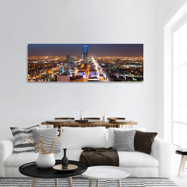 Riyadh skyline at night Panoramic canvas Wall Art