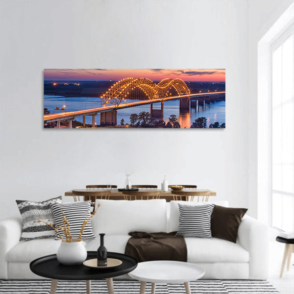 Memphis, Tennessee, USA at Hernando de Soto Bridge Panoramic canvas Wall Art