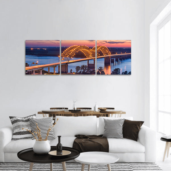 Memphis, Tennessee, USA at Hernando de Soto Bridge Panoramic canvas Wall Art