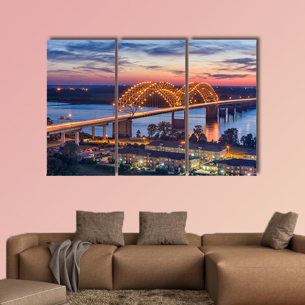 Memphis, Tennessee, USA at Hernando de Soto Bridge multi panel canvas wall art