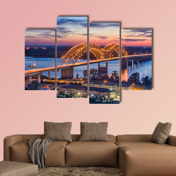 Memphis, Tennessee, USA at Hernando de Soto Bridge multi panel canvas wall art