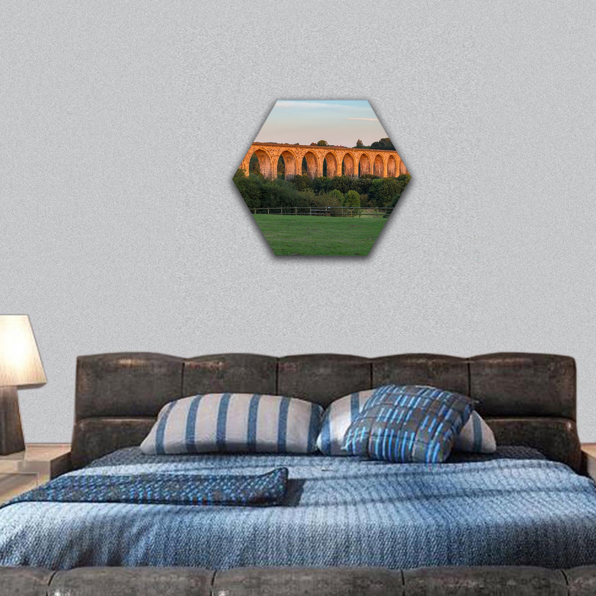 Cefn Mawr Viaduct, Wales, UK hexagonal canvas wall art