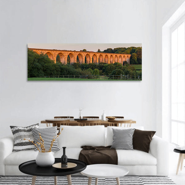 Cefn Mawr Viaduct in the evening light, near Wrexham, UK panoramic canvas wall art
