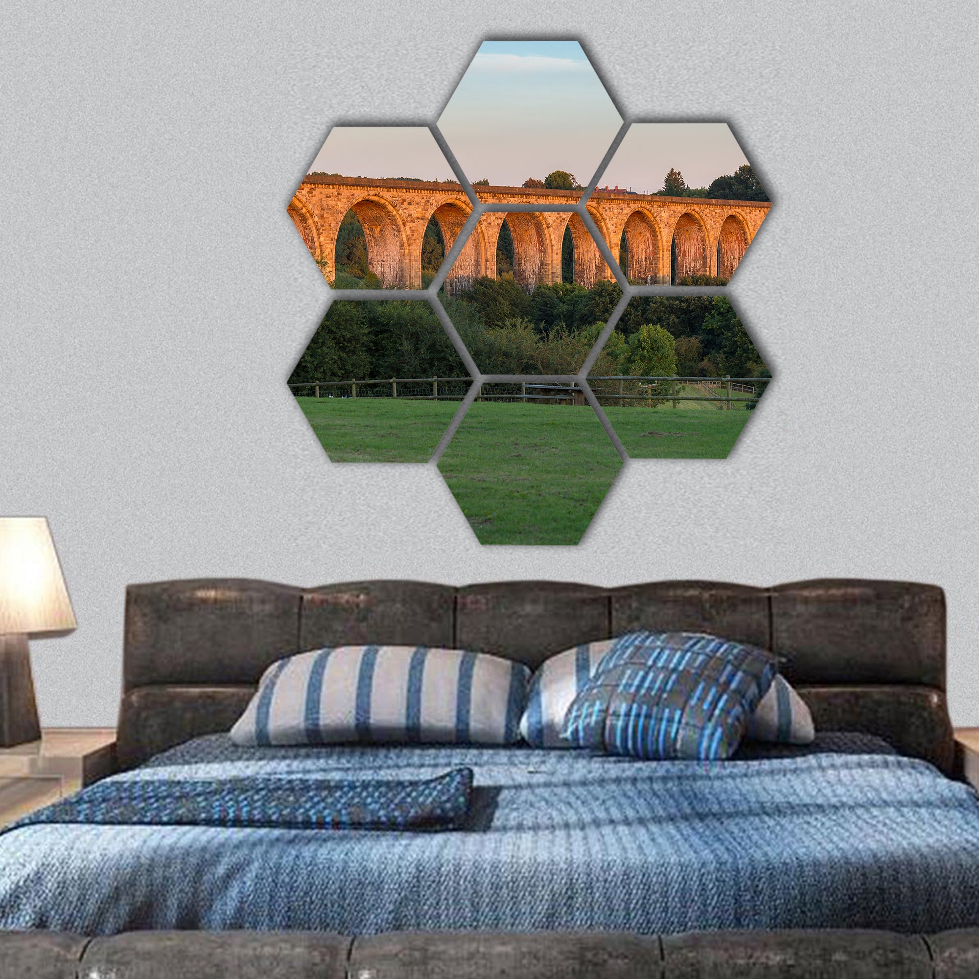 Cefn Mawr Viaduct, Wales, UK hexagonal canvas wall art