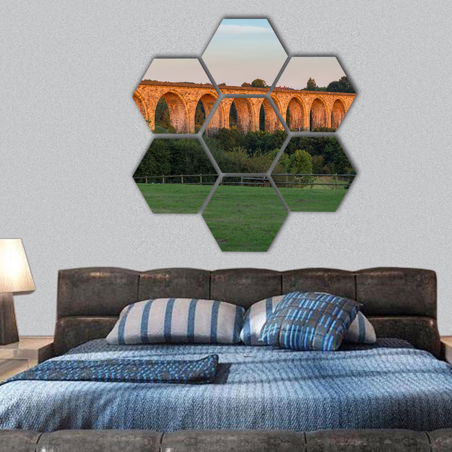 Cefn Mawr Viaduct, Wales, UK hexagonal canvas wall art