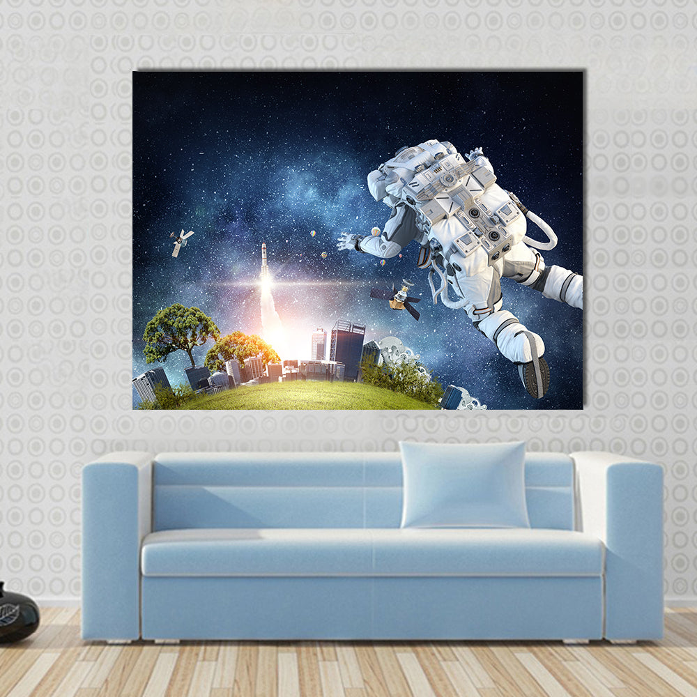 Astronaut Reaching You Multi Panel Canvas Wall Art