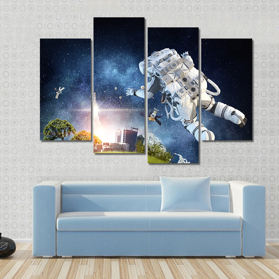 Astronaut Reaching You Multi Panel Canvas Wall Art