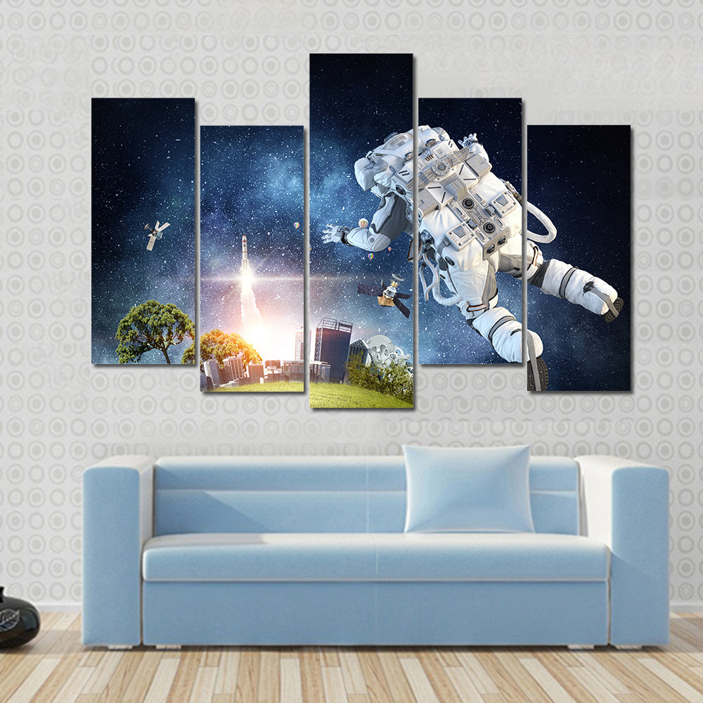 Astronaut Reaching You Multi Panel Canvas Wall Art