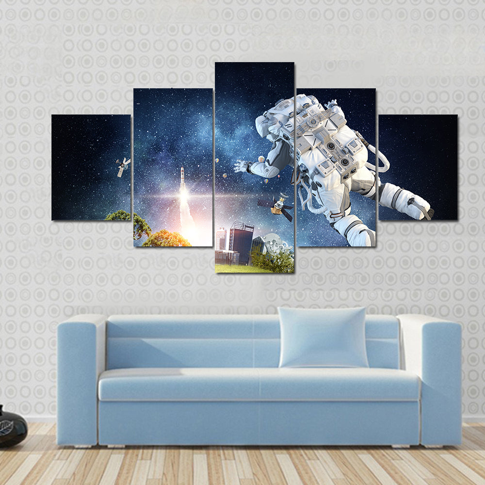 Astronaut Reaching You Multi Panel Canvas Wall Art