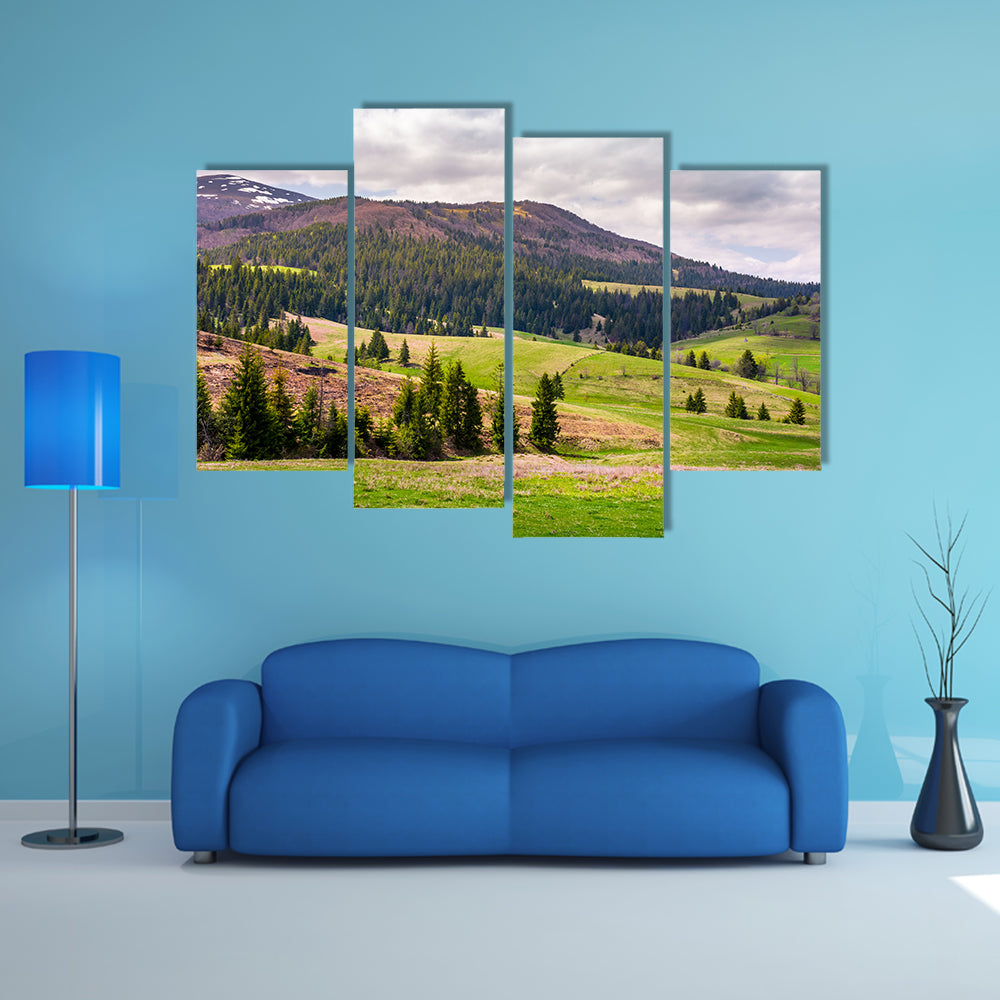 The forested hills of Borzhava mountain ridge multi panel canvas wall art