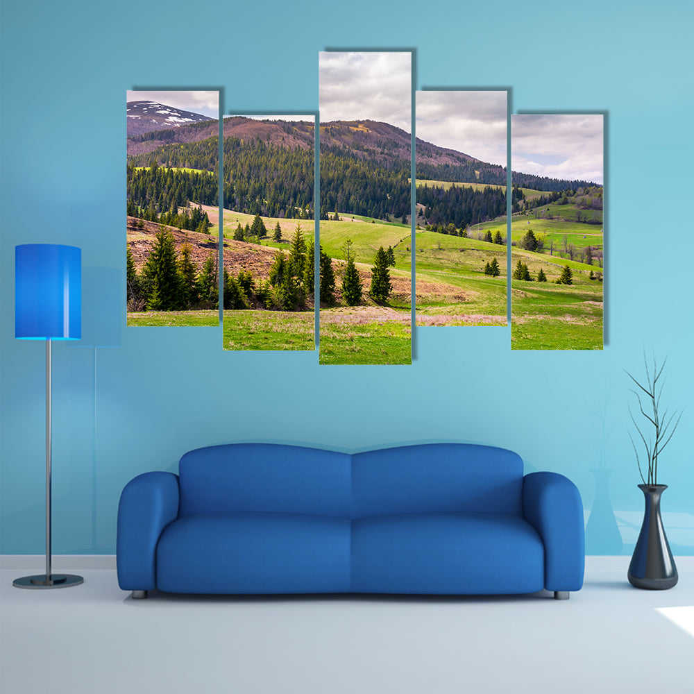 The forested hills of Borzhava mountain ridge multi panel canvas wall art