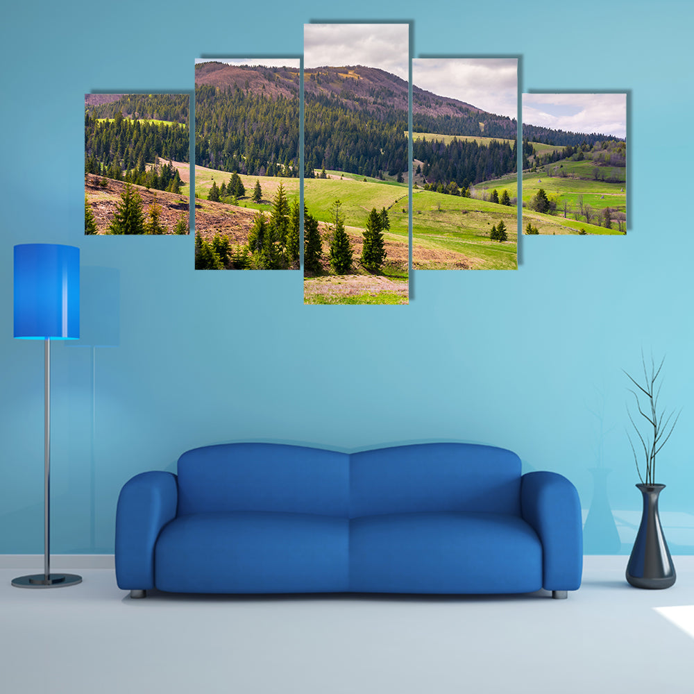 The forested hills of Borzhava mountain ridge multi panel canvas wall art