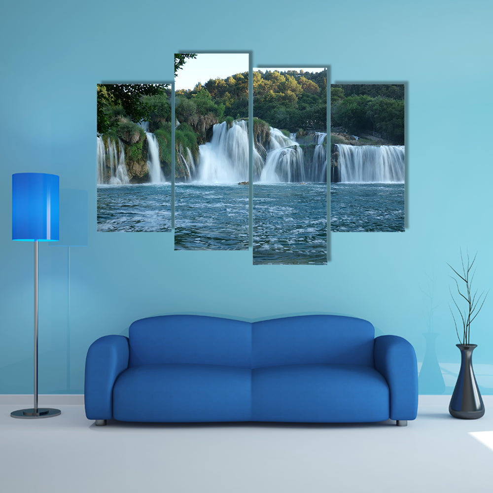 Scenic Waterfalls At Plitvice Lakes National Park Croatia Multi Panel Canvas Wall Art