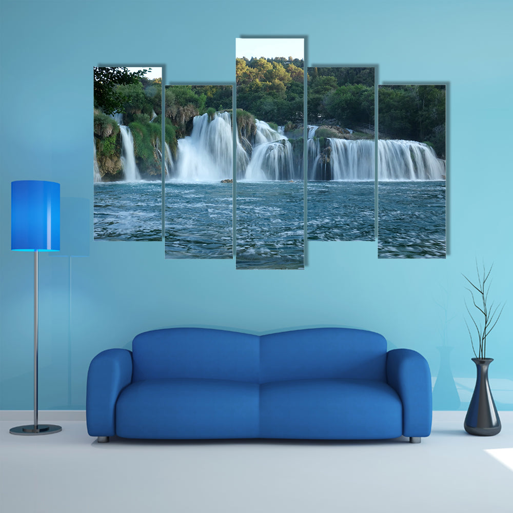 Scenic Waterfalls At Plitvice Lakes National Park Croatia Multi Panel Canvas Wall Art