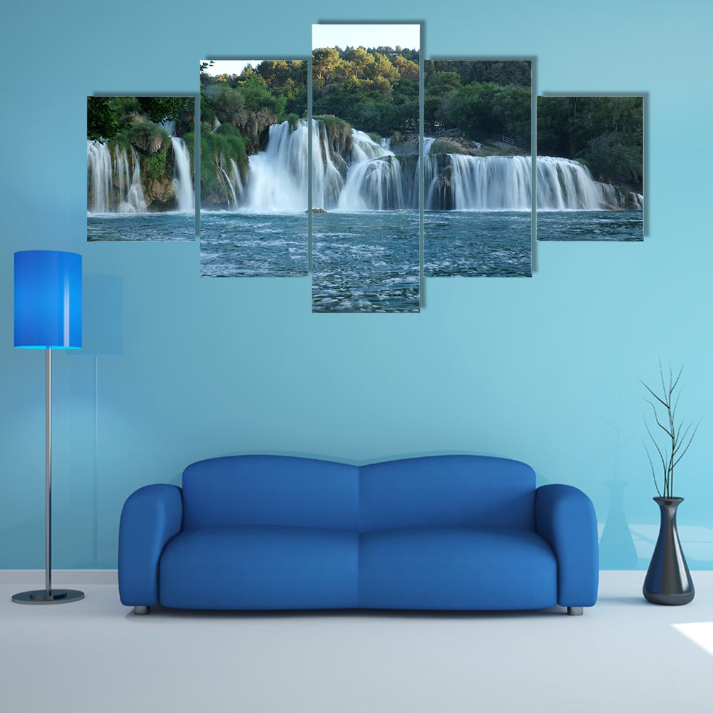 Scenic Waterfalls At Plitvice Lakes National Park Croatia Multi Panel Canvas Wall Art