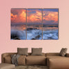 Stormy sunrise in ocean bay Multi panel canvas wall art