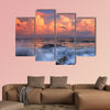 Stormy sunrise in ocean bay Multi panel canvas wall art