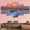 Stormy sunrise in ocean bay Multi panel canvas wall art