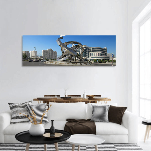 Modern architecture of Ashgabat TURKMENISTAN Panoramic canvas Wall Art