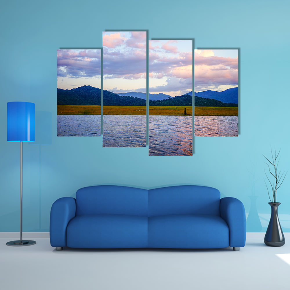 Mountains With The Lake At Sunrise in Central Highlands Vietnam Multi Panel Canvas Wall Art