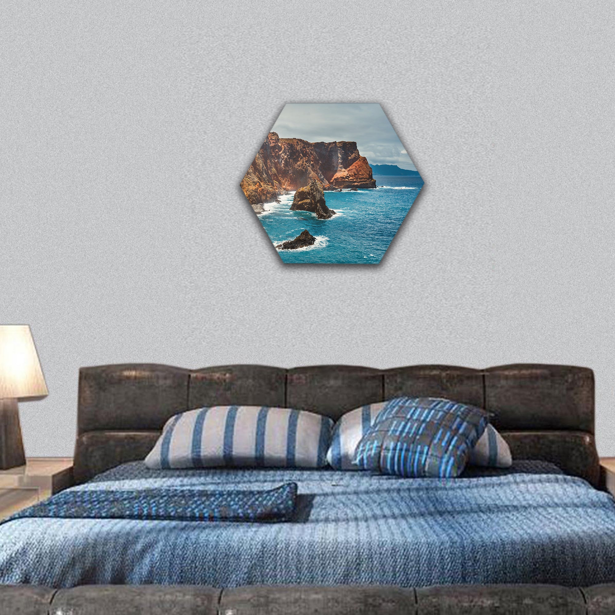 Cliffs at Ponta de Sao Lourenco, Madeira hexagonal canvas wall art
