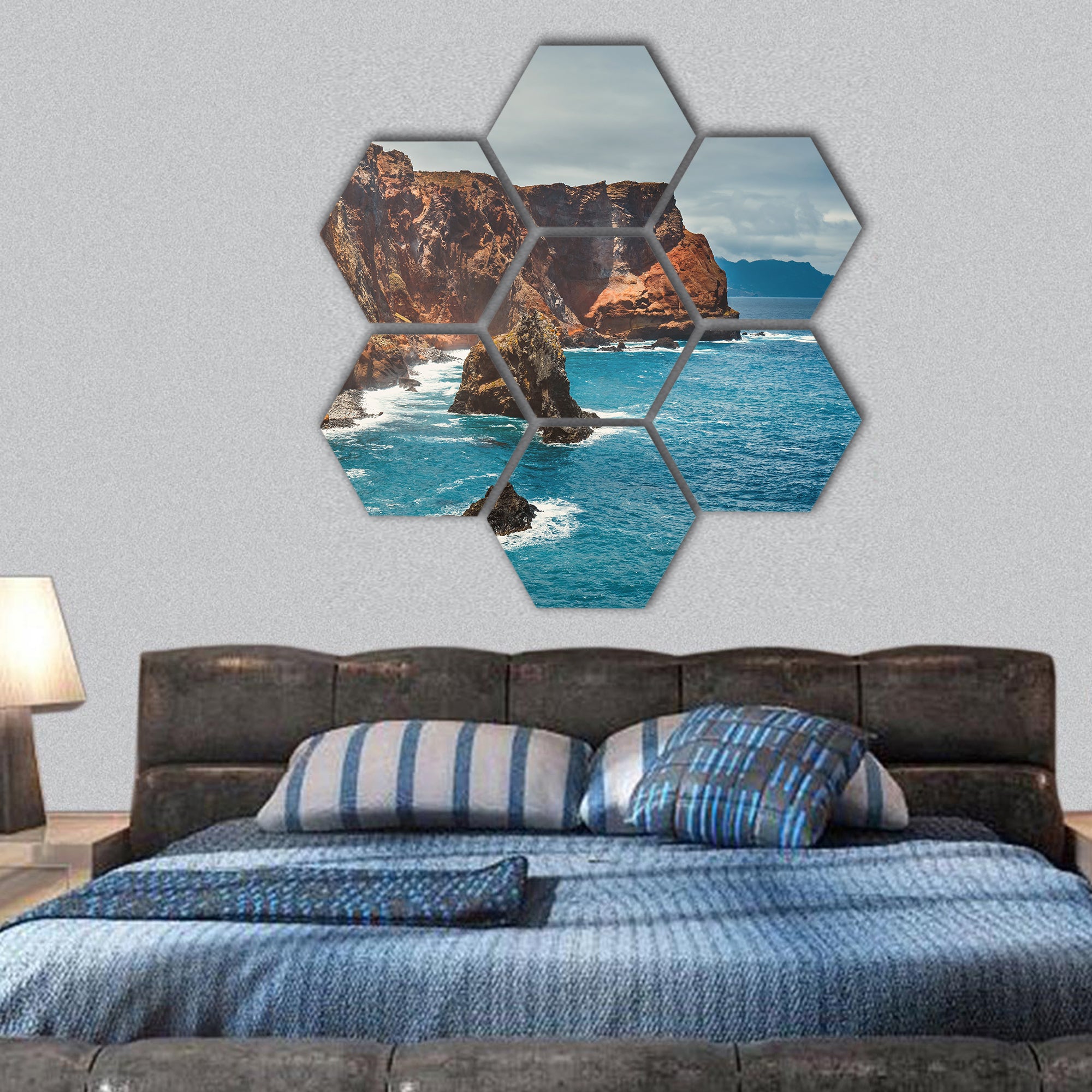Cliffs at Ponta de Sao Lourenco, Madeira hexagonal canvas wall art