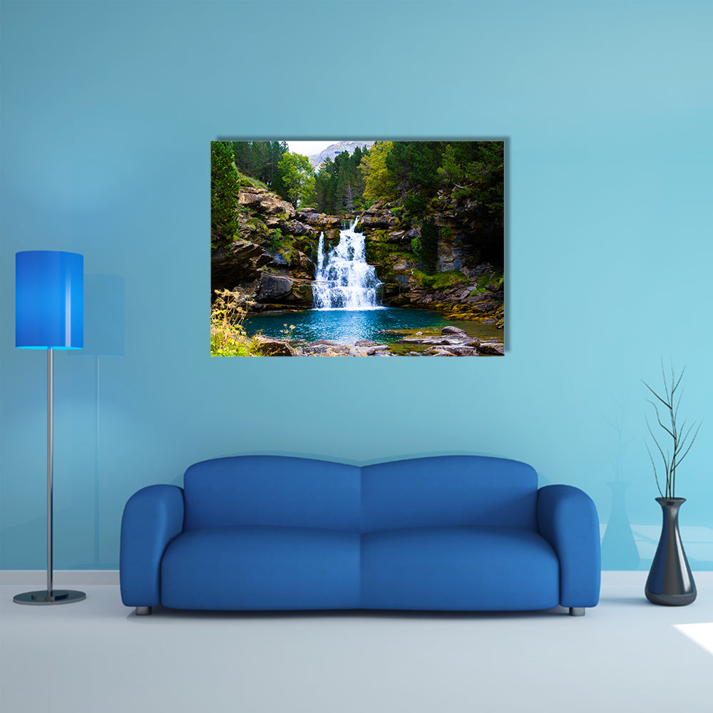 Waterfall in Monter Perdido Spain multi panel canvas wall art