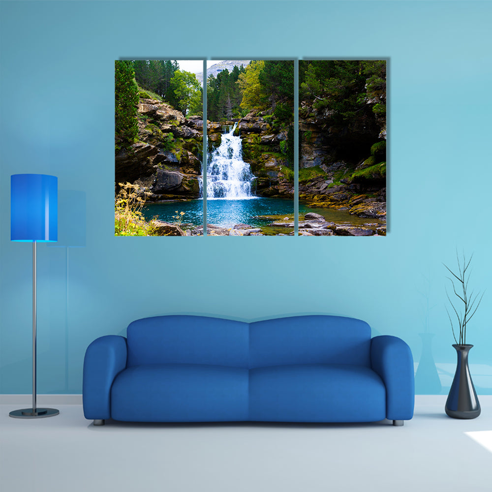 Waterfall in Monter Perdido Spain multi panel canvas wall art