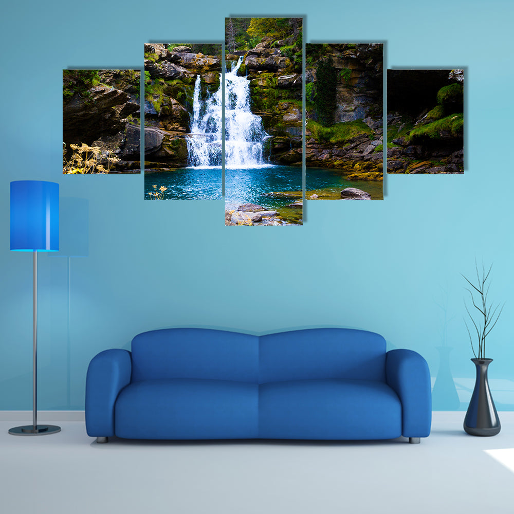 Waterfall in Monter Perdido Spain multi panel canvas wall art