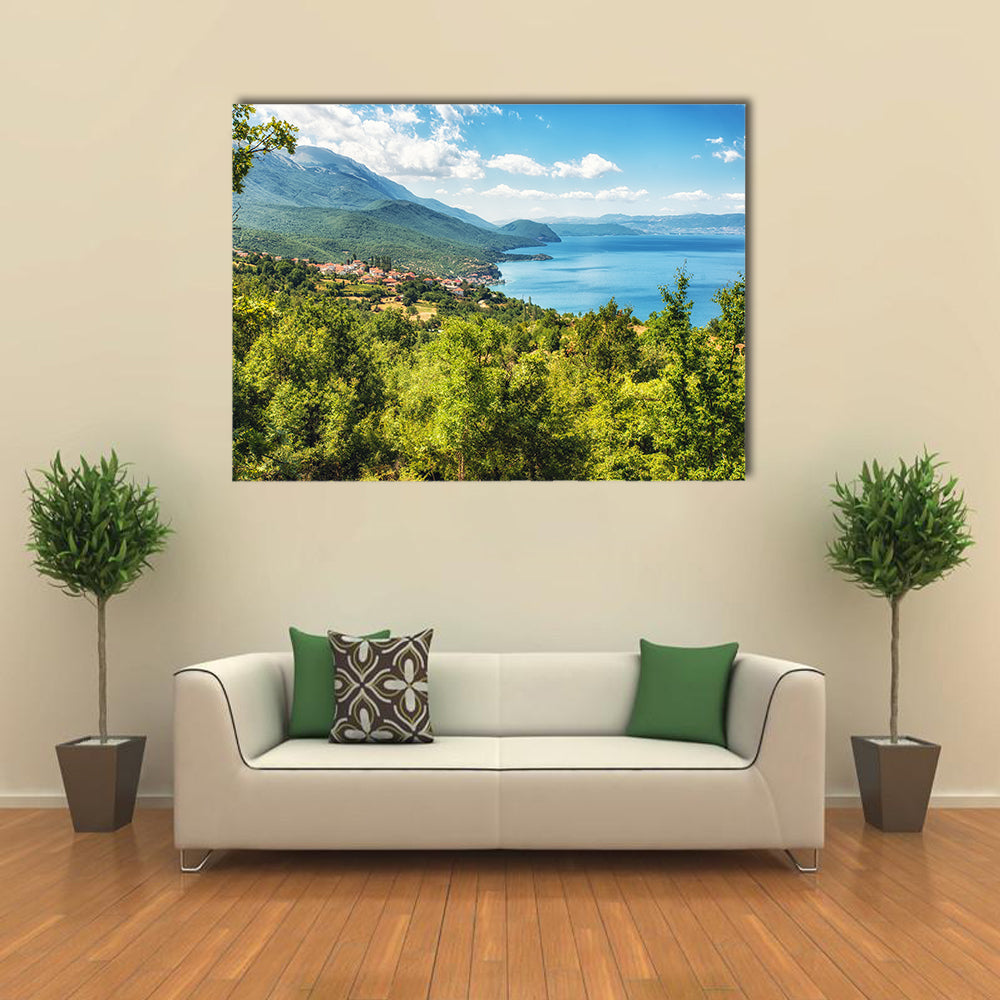 Typical Macedonian Fishing Village On The Shore Of Lake Ohrid, Macedonia, Multi Panel Canvas Wall Art