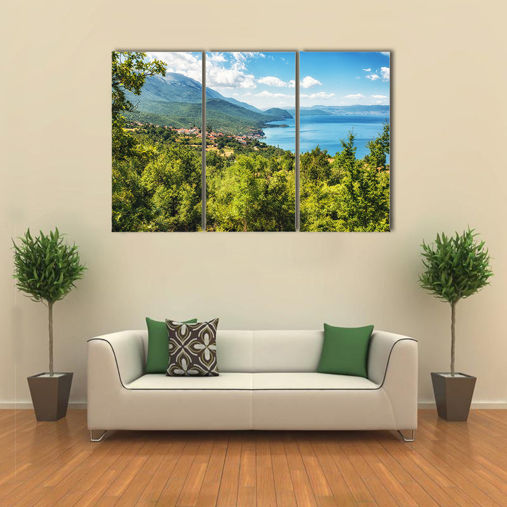 Typical Macedonian Fishing Village On The Shore Of Lake Ohrid, Macedonia, Multi Panel Canvas Wall Art