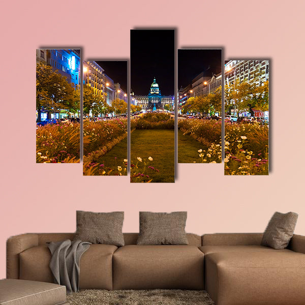Night Prague, Czech Republic multi panel canvas wall art