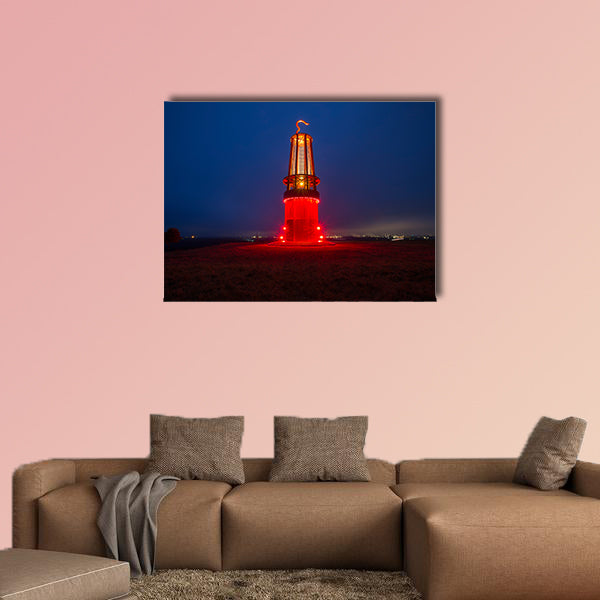 Geleucht mining statue Moers Germany at night multi panel canvas wall art