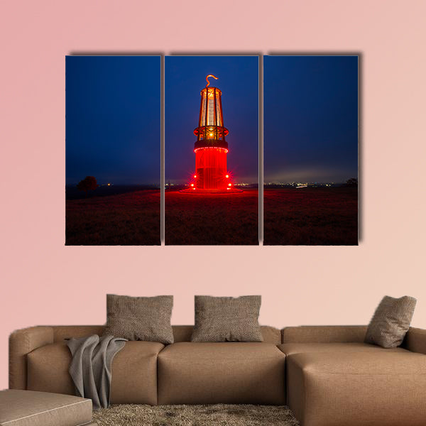Geleucht mining statue Moers Germany at night multi panel canvas wall art