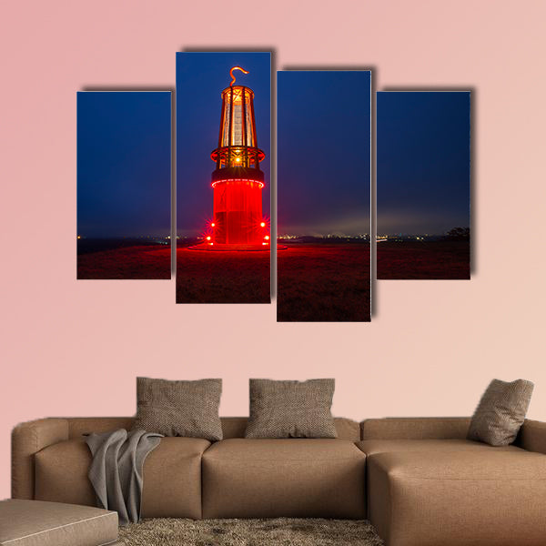 Geleucht mining statue Moers Germany at night multi panel canvas wall art