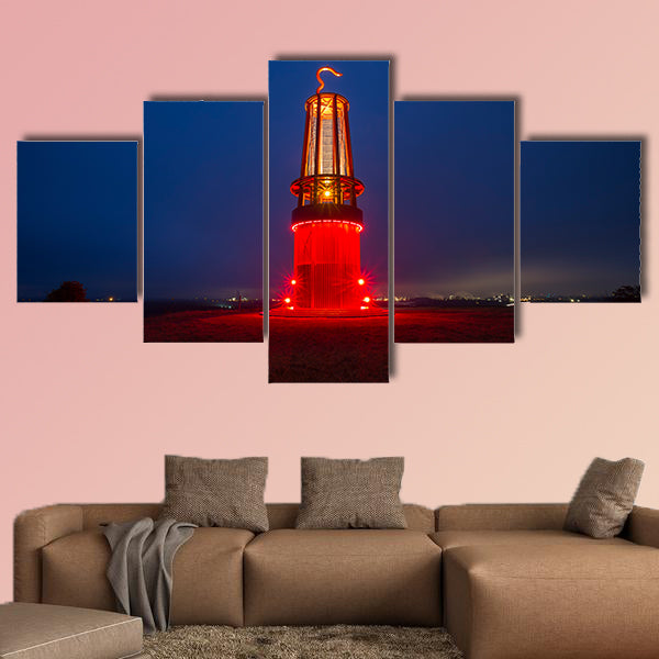 Geleucht mining statue Moers Germany at night multi panel canvas wall art