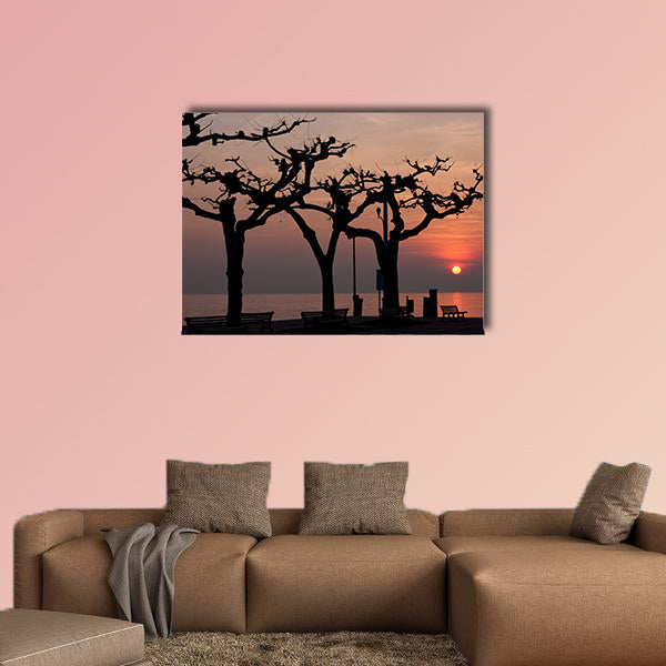 Sunset over Garda Lake multi panel canvas wall art