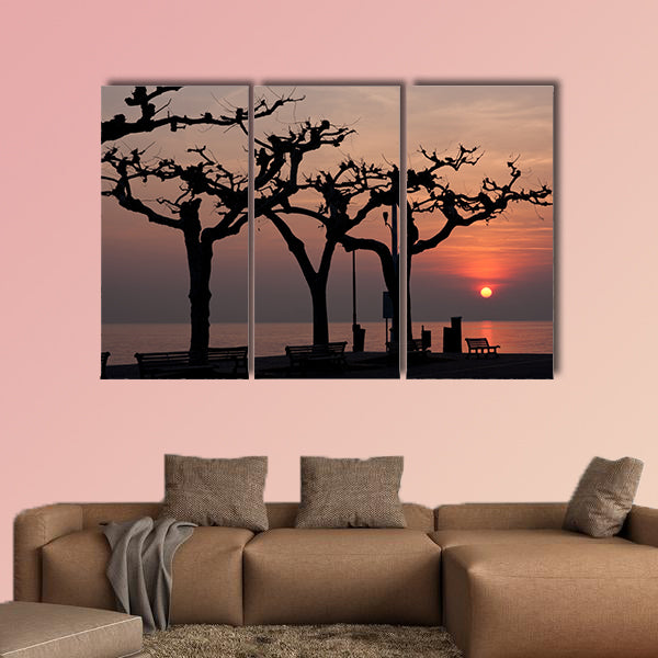Sunset over Garda Lake multi panel canvas wall art