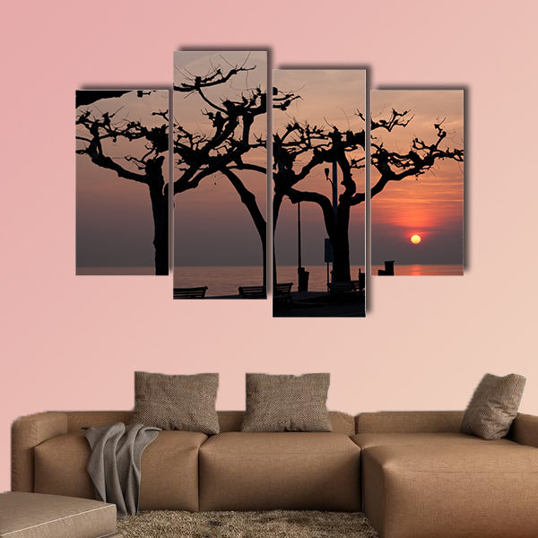 Sunset over Garda Lake multi panel canvas wall art