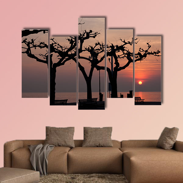 Sunset over Garda Lake multi panel canvas wall art
