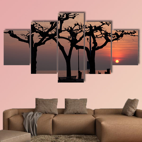 Sunset over Garda Lake multi panel canvas wall art