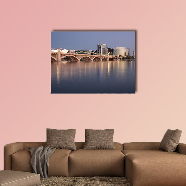 The city skyline of Tempe, Arizona at night multi panel canvas wall art