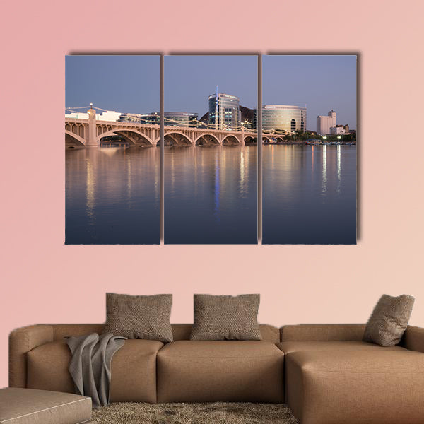 The city skyline of Tempe, Arizona at night multi panel canvas wall art