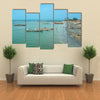 Boats on the shoreline of Barra in Gambia, West Africa Multi Panel Canvas Wall Art