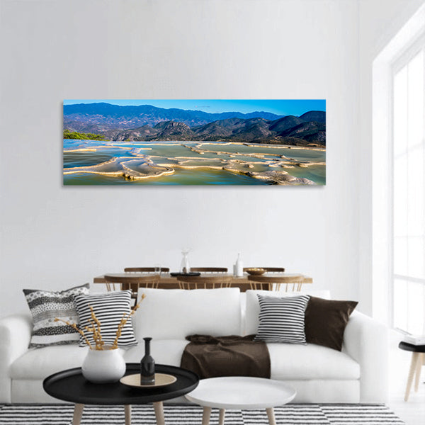 Hierve el Agua, thermal spring in Valleys of Oaxaca, Mexico Panoramic canvas Wall Art