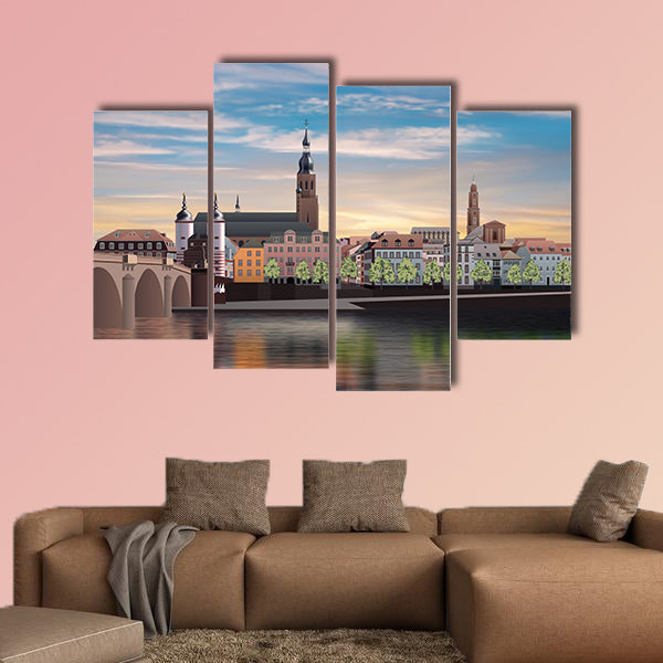 Abstract morning background with panorama of Heidelberg wall art