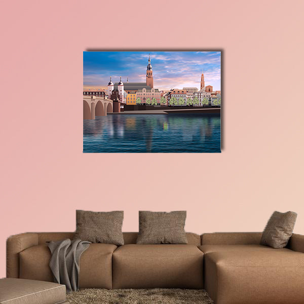 Abstract sunrise background with panorama of Heidelberg wall art