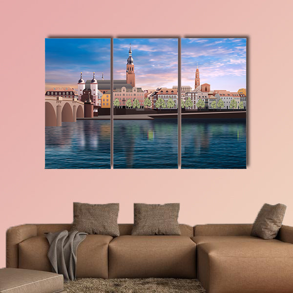 Abstract sunrise background with panorama of Heidelberg wall art